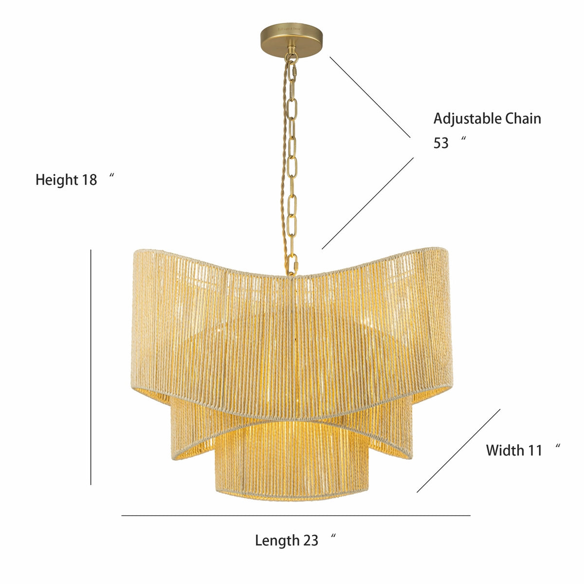 3-Light Rattan Tiered Chandelier