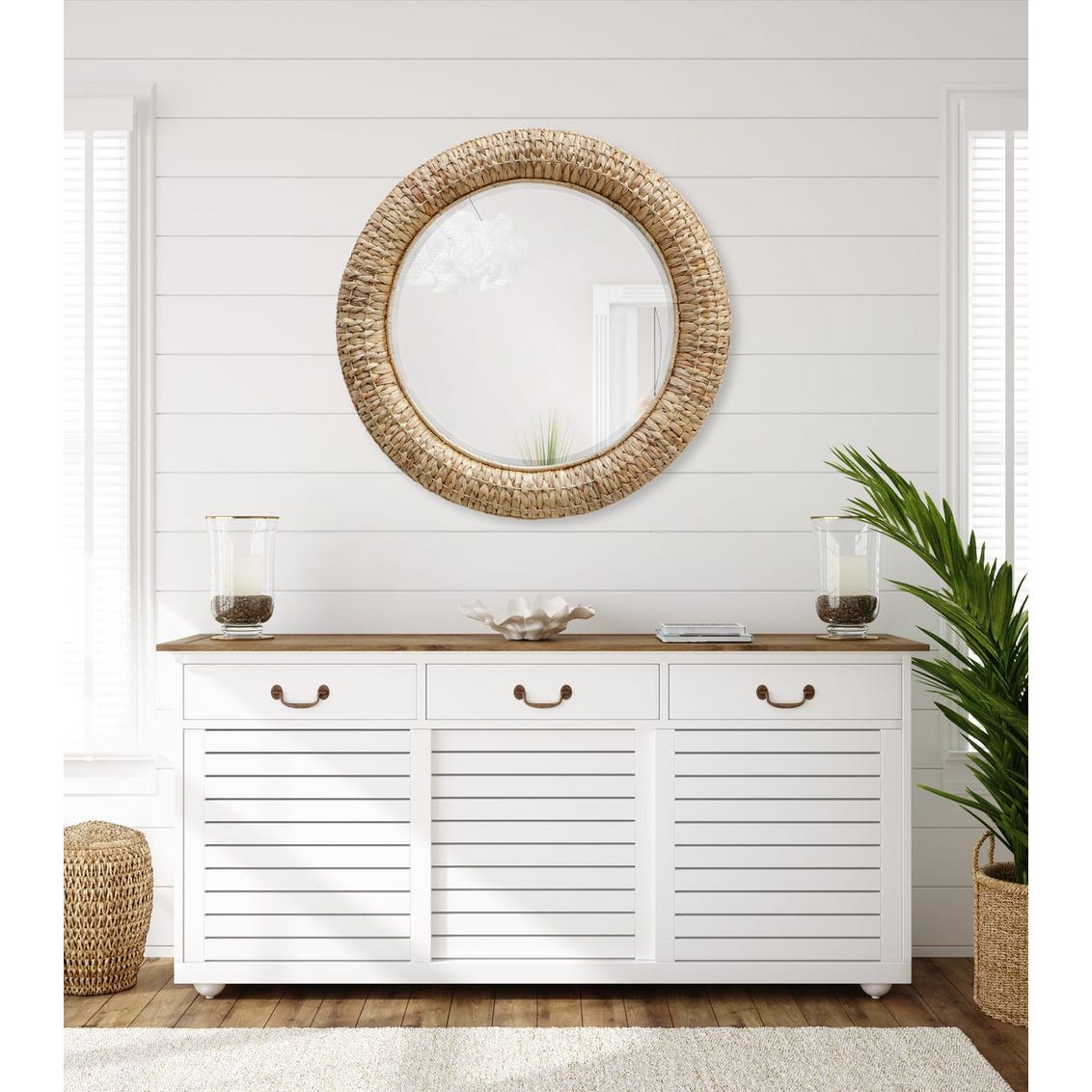 Twisted Seagrass Round Mirror