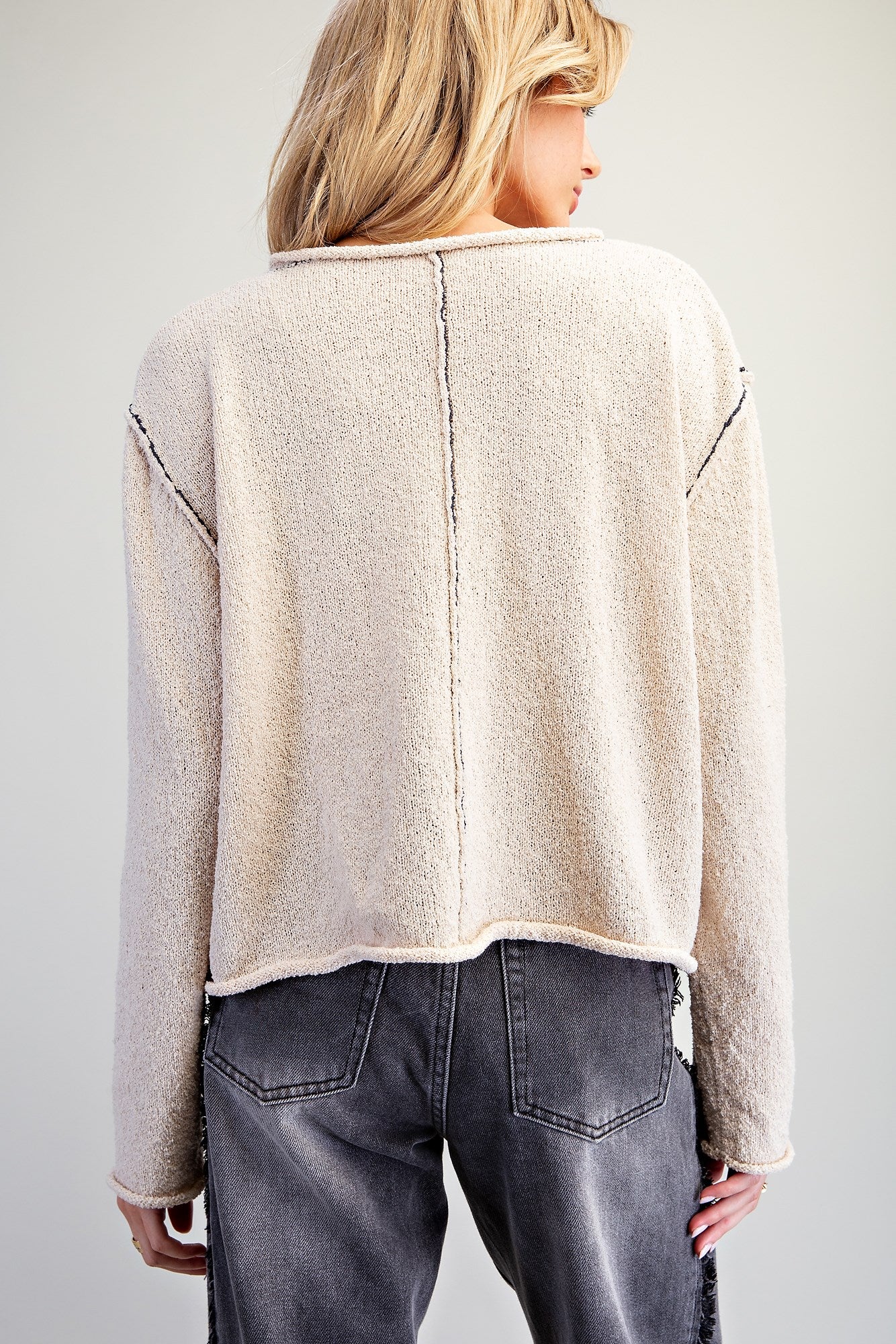 Contrasting Seam Knit Sweater