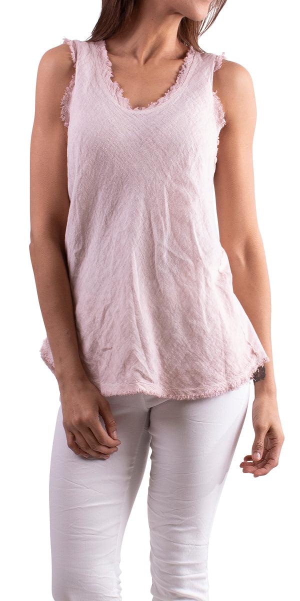 Cotton Tank with Raw Edges