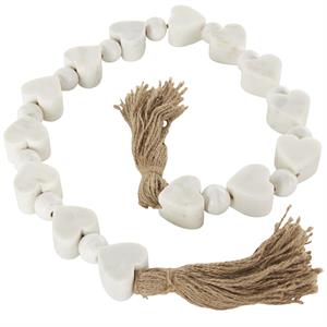 White Marble Heart Handmade Bead Garland