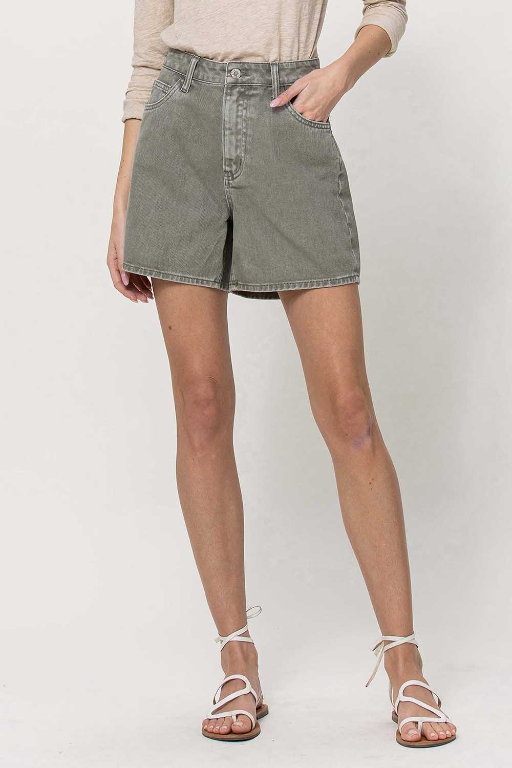 Super High Rise Olive Mom Shorts