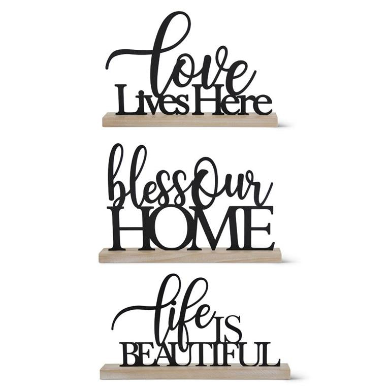Matte Black Metal Cutout Script Inspirational Tabletop Signs