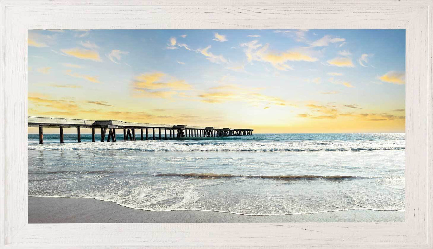 Beautiful ocean sunrise at the pier 30 x 54