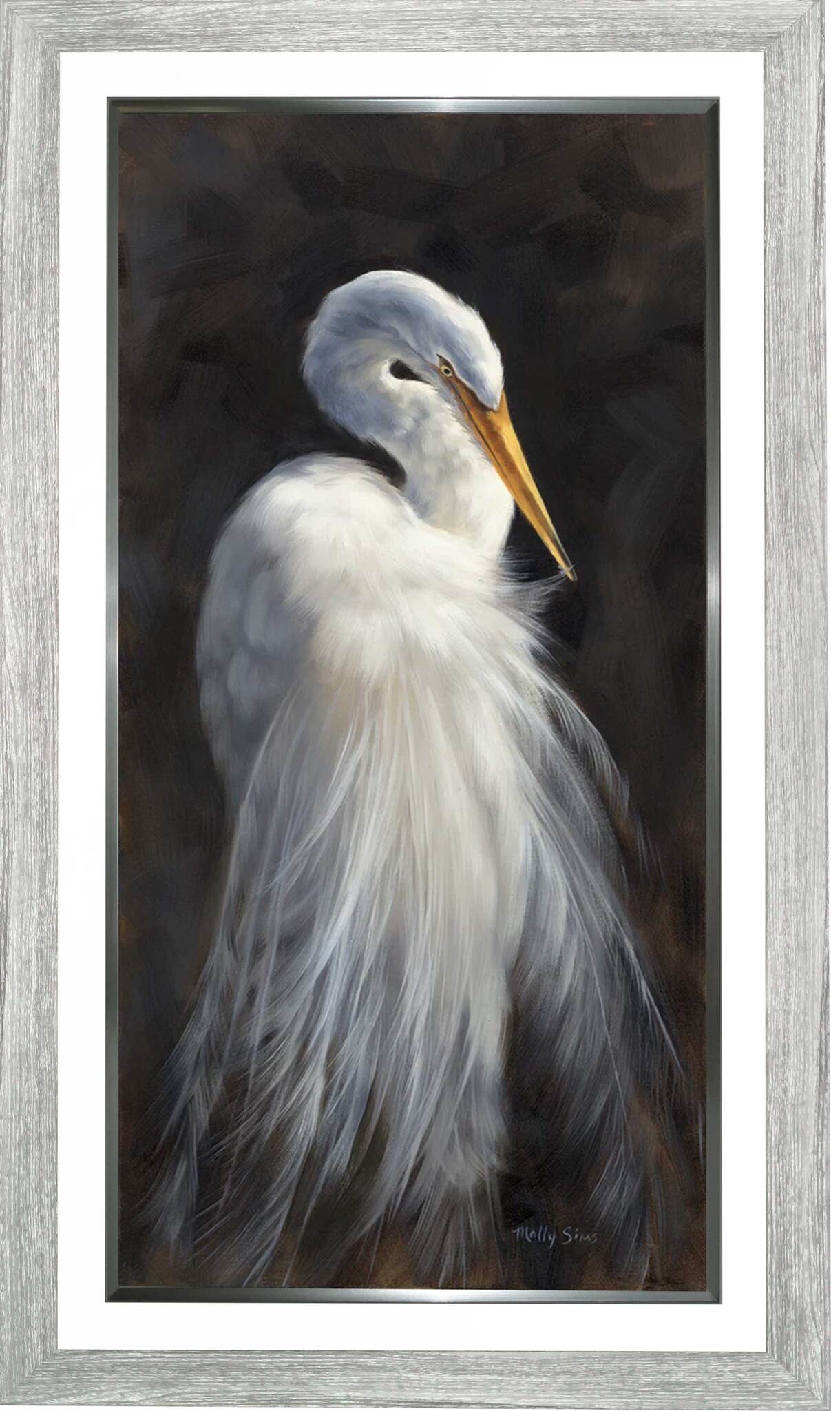 Great Egret Framed Art 26 x 46