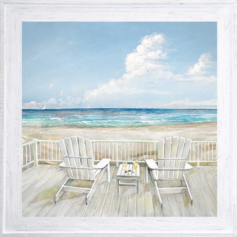 Gel Print with White Beach Scene