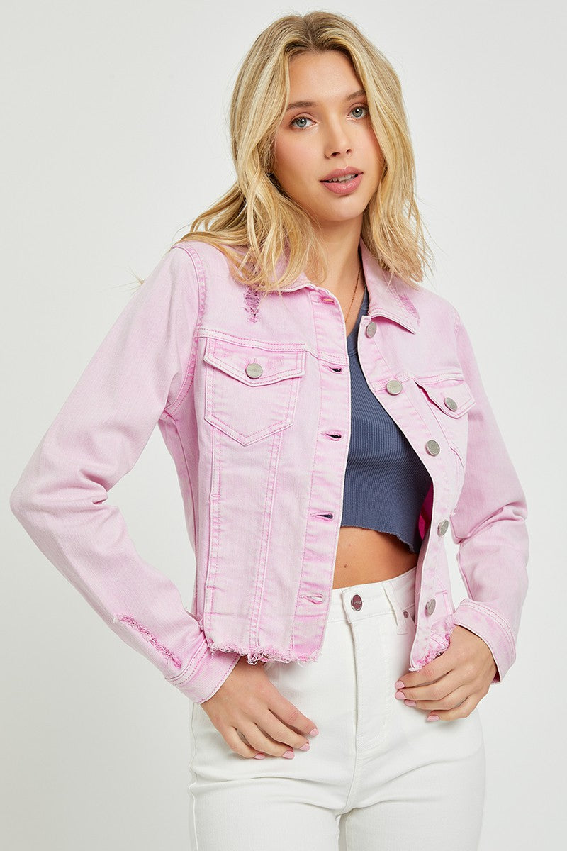 Irregular fray hemmed jacket