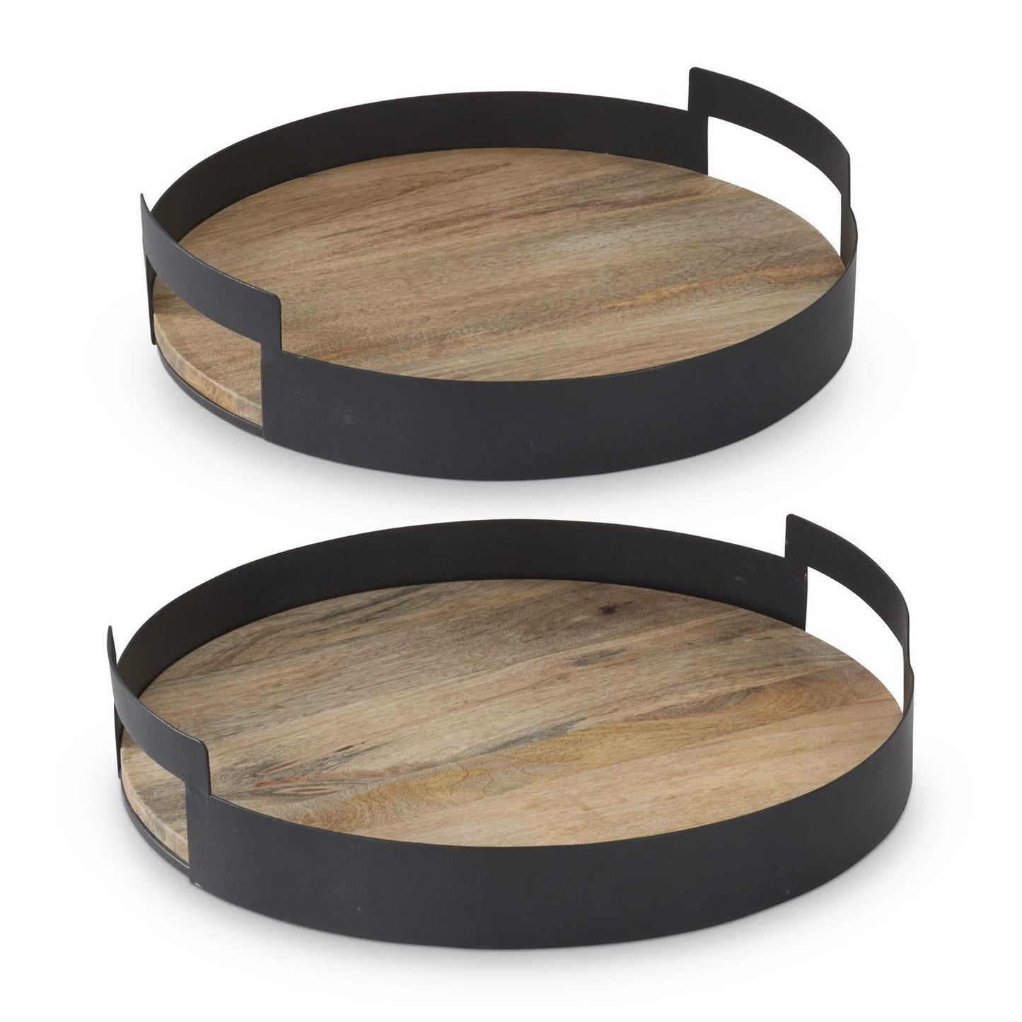Black Metal Edge Wood Nesting Tray w/Handle