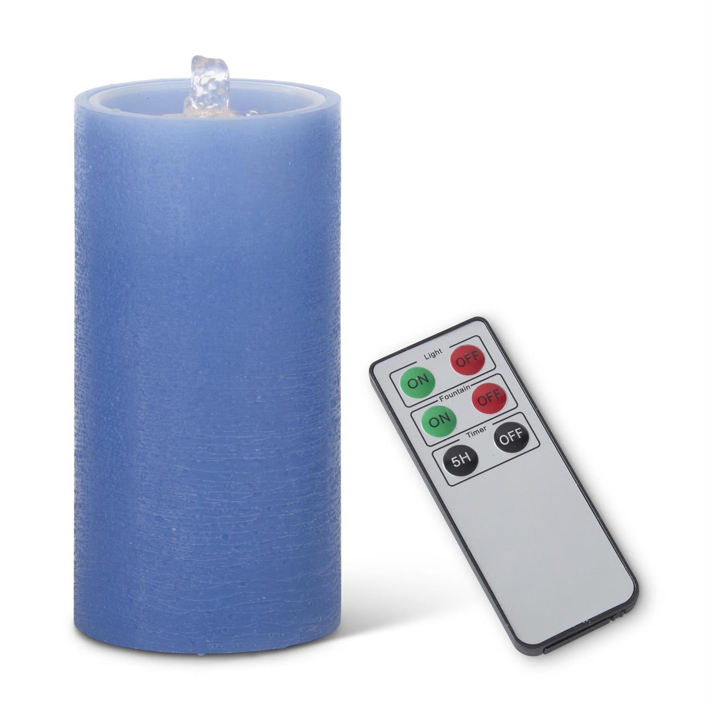7.75 Inch Blue LED Wax Pillar Water Candle w/Timer & Remote