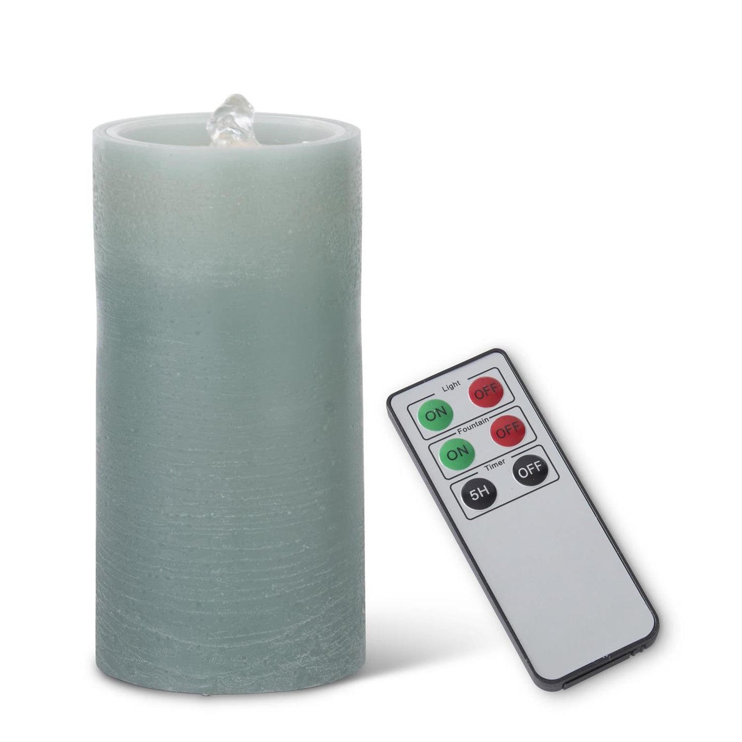 7.75 Inch Blue LED Wax Pillar Water Candle w/Timer & Remote