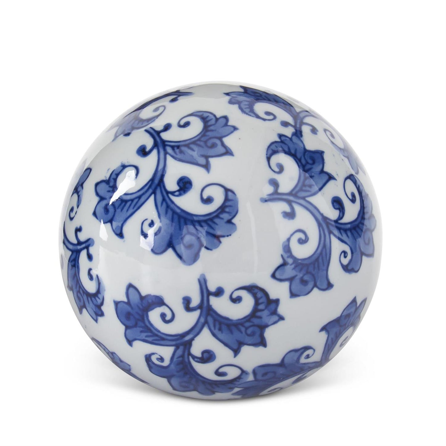 4 Inch Blue & White Ceramic Chinoiserie Ball