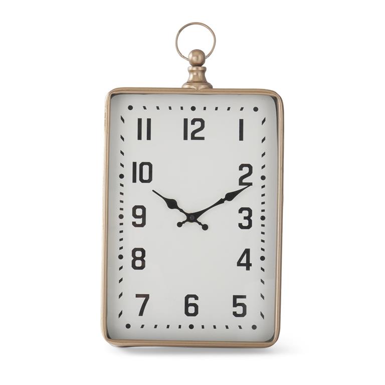 16 Inch Antique Gold Rectangular Clock
