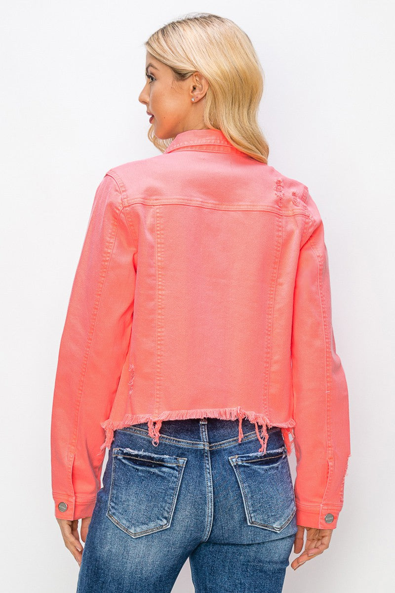 Irregular fray hemmed jacket
