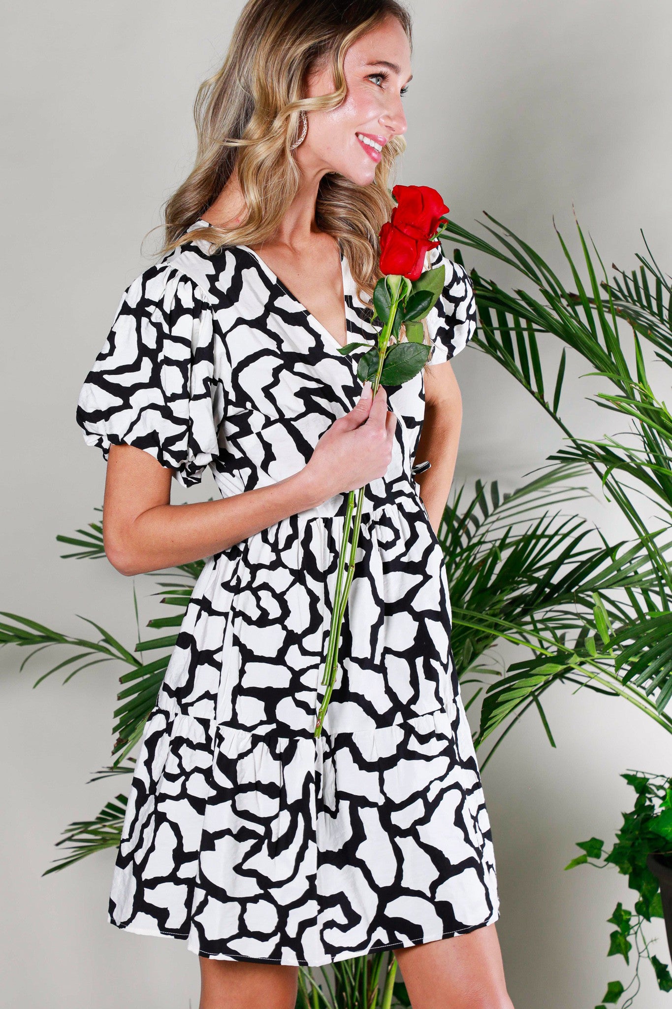 Navy printed wrap dress