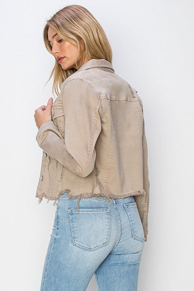 Denim Fray Hem Jacket