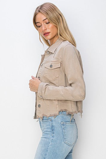 Denim Fray Hem Jacket