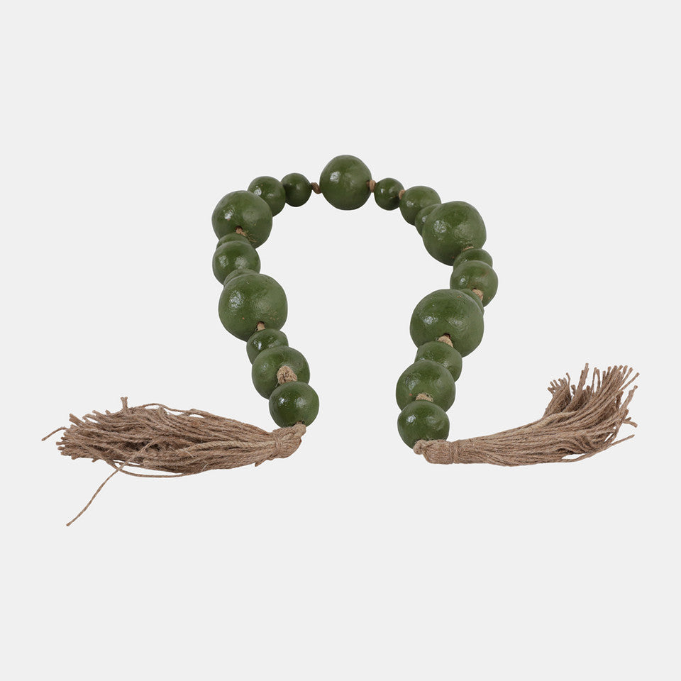 Terracotta Varied Size Bead Garland, Green-60"
