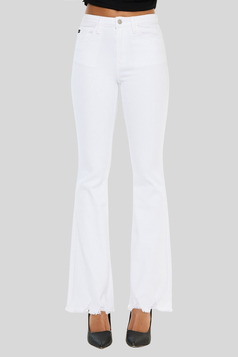White High Rise Bootcut Jeans