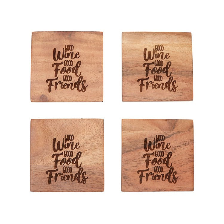 Wine Food Friends Coaster, S/4