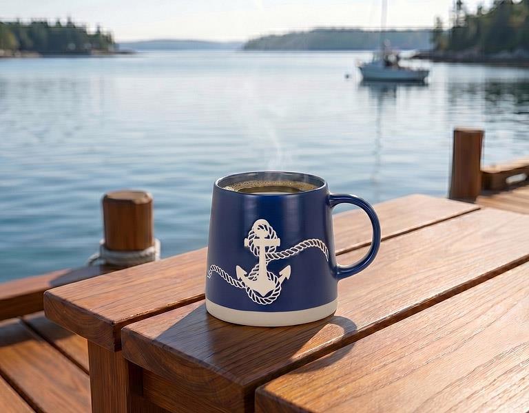 Wide Base Mug with Anchor