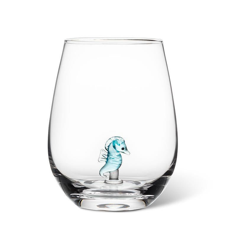 Seahorse Icon Stemless Wine Glass