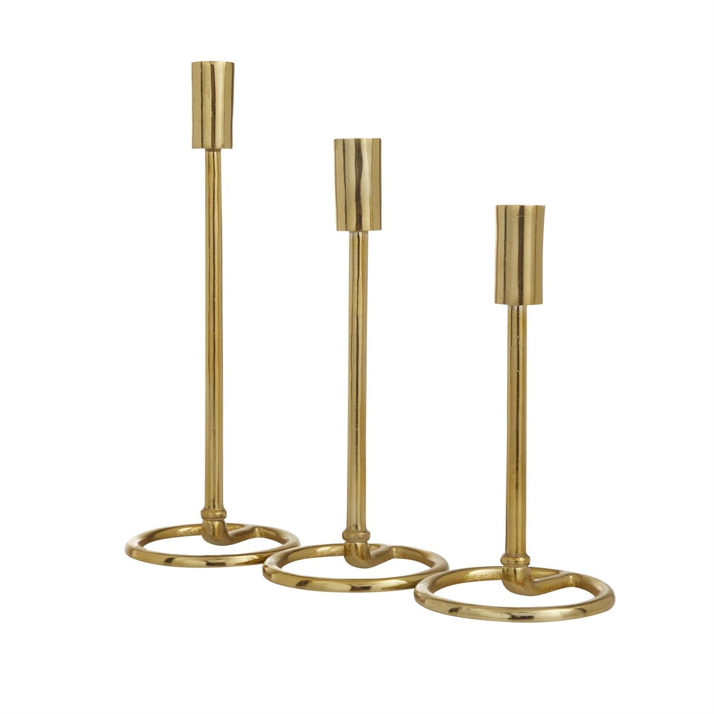 Gold Tapered Decorative Candle Holder with Ring Bases