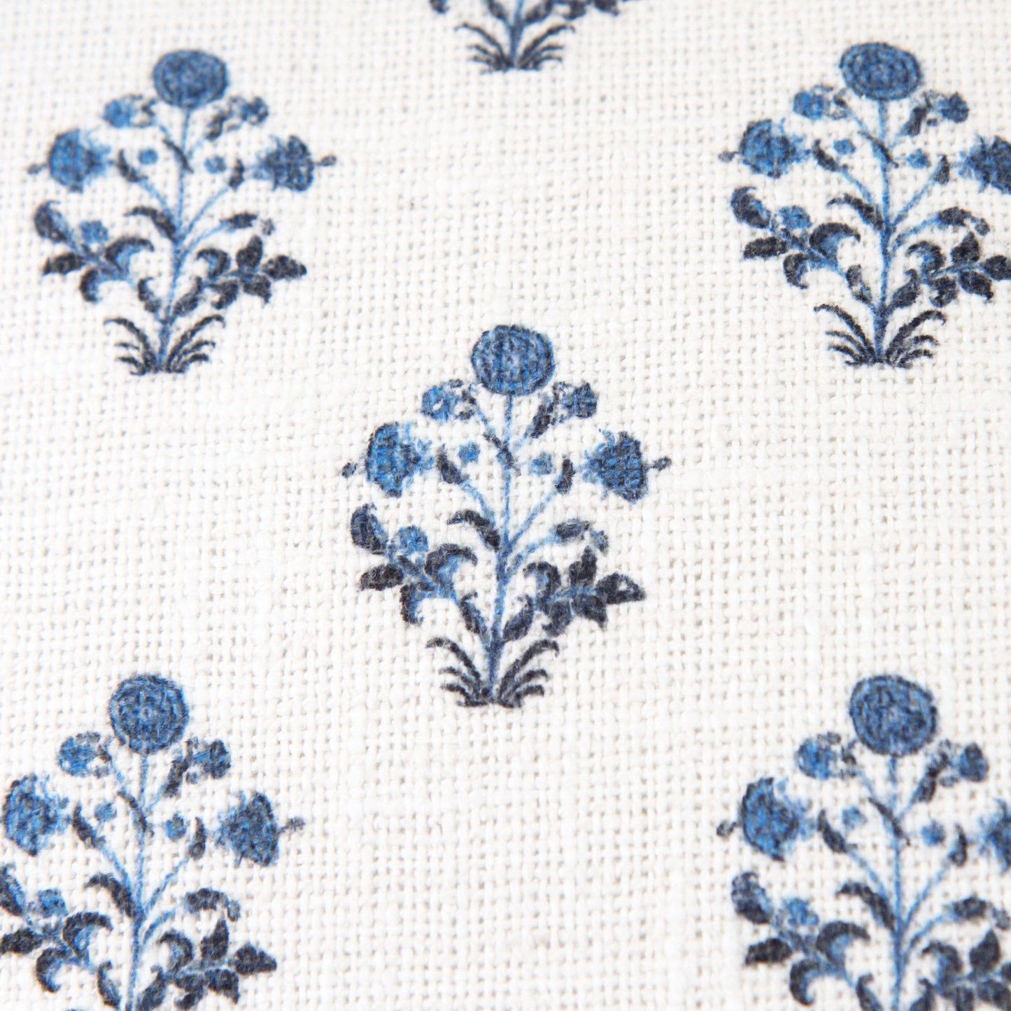 Blue Floral Block Print Pillow