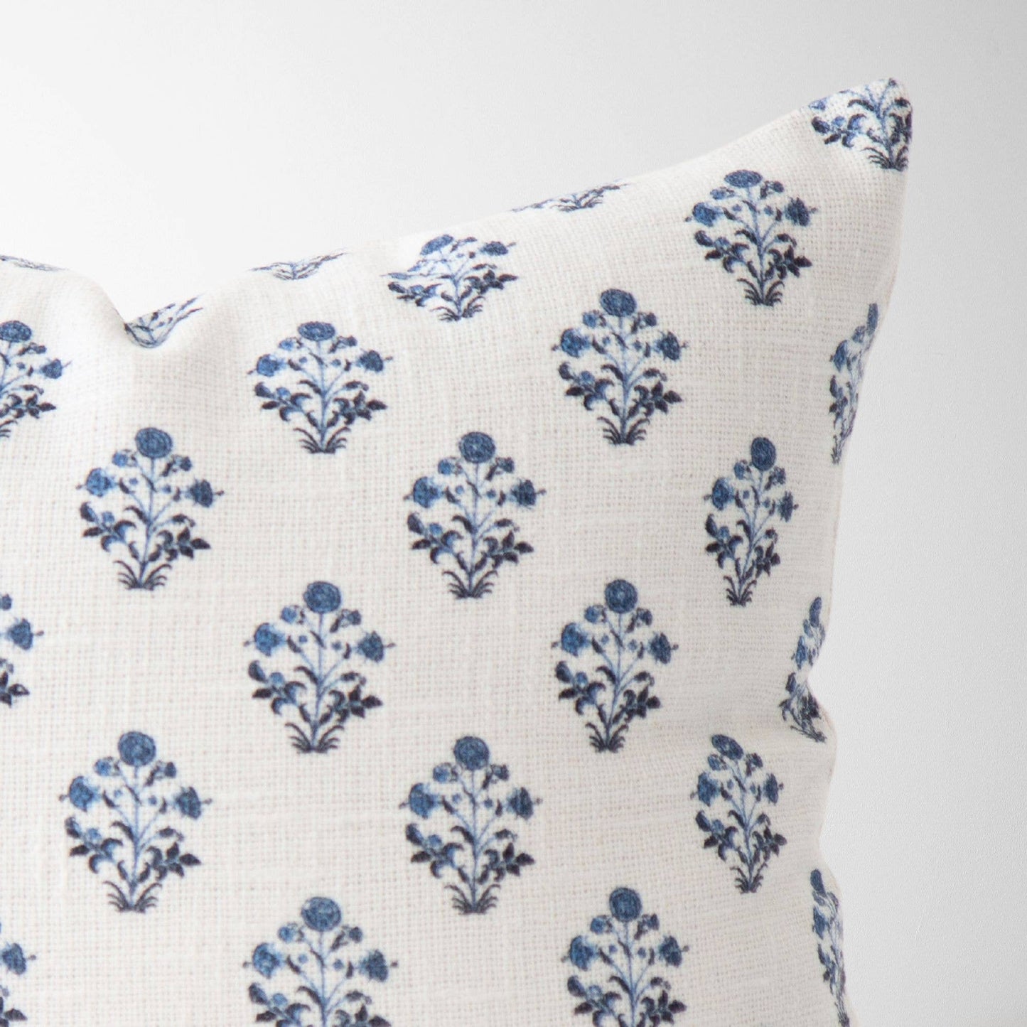 Blue Floral Block Print Pillow