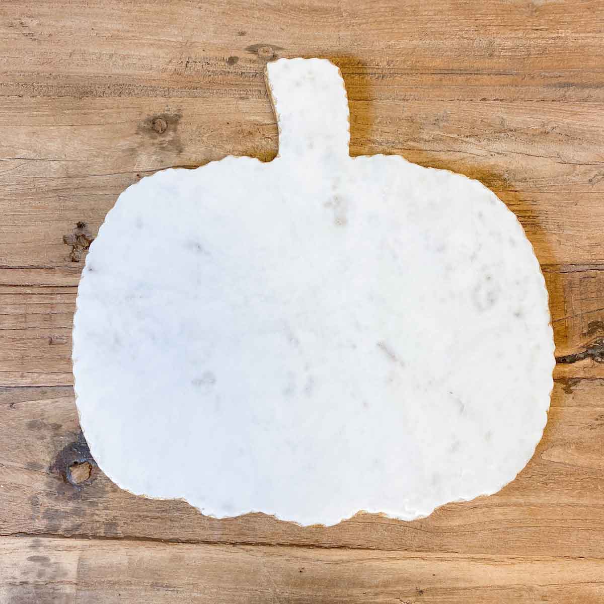 Pumpkin Shaped Marble Serving Board White/Gold 12x12x0.5
