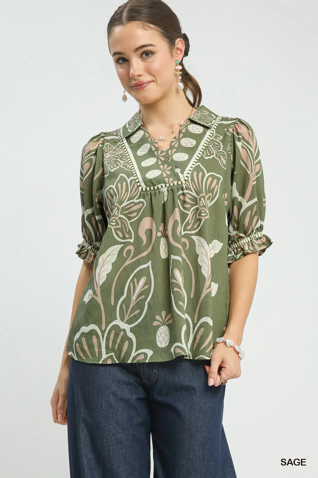 Floral Print Puff Sleeve Top