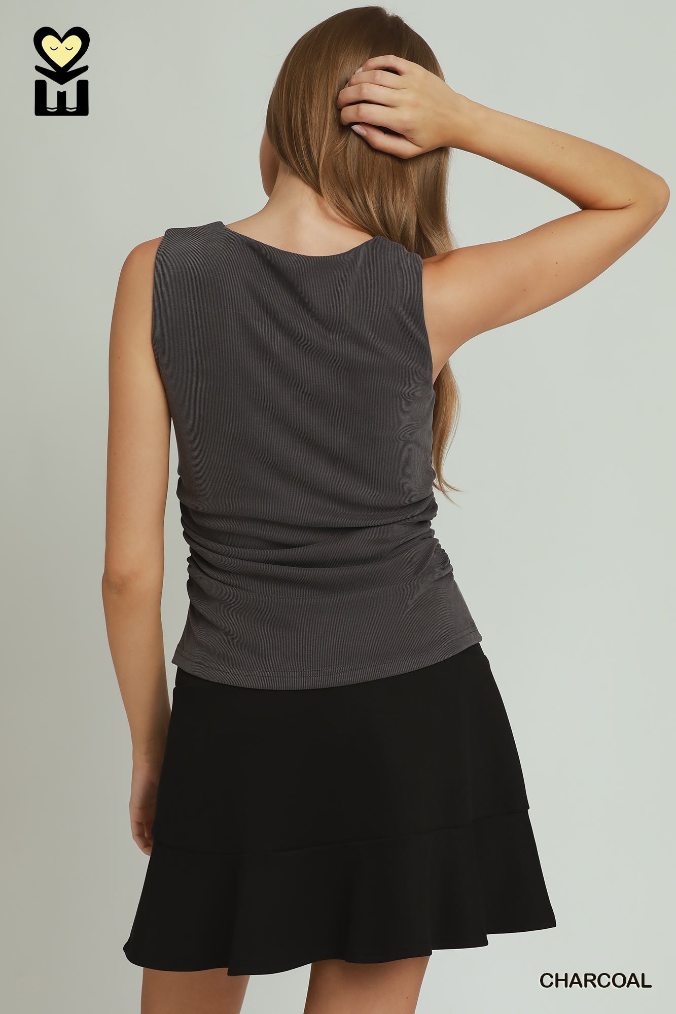 Side Ruched Tank Top With Bra Insert
