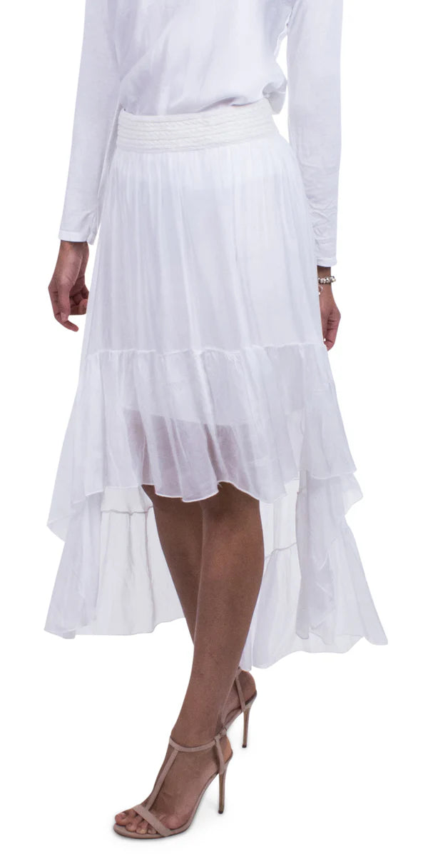 High Low Silk Skirt with Waistband