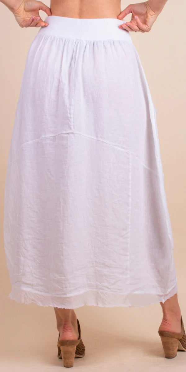 Linen Maxi Skirt with Silk Pockets