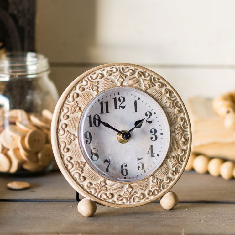 Table Clock White 6In