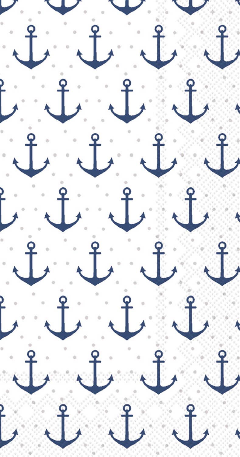 Anchor Dots Paper Guest Towel Napkins Blue Grey