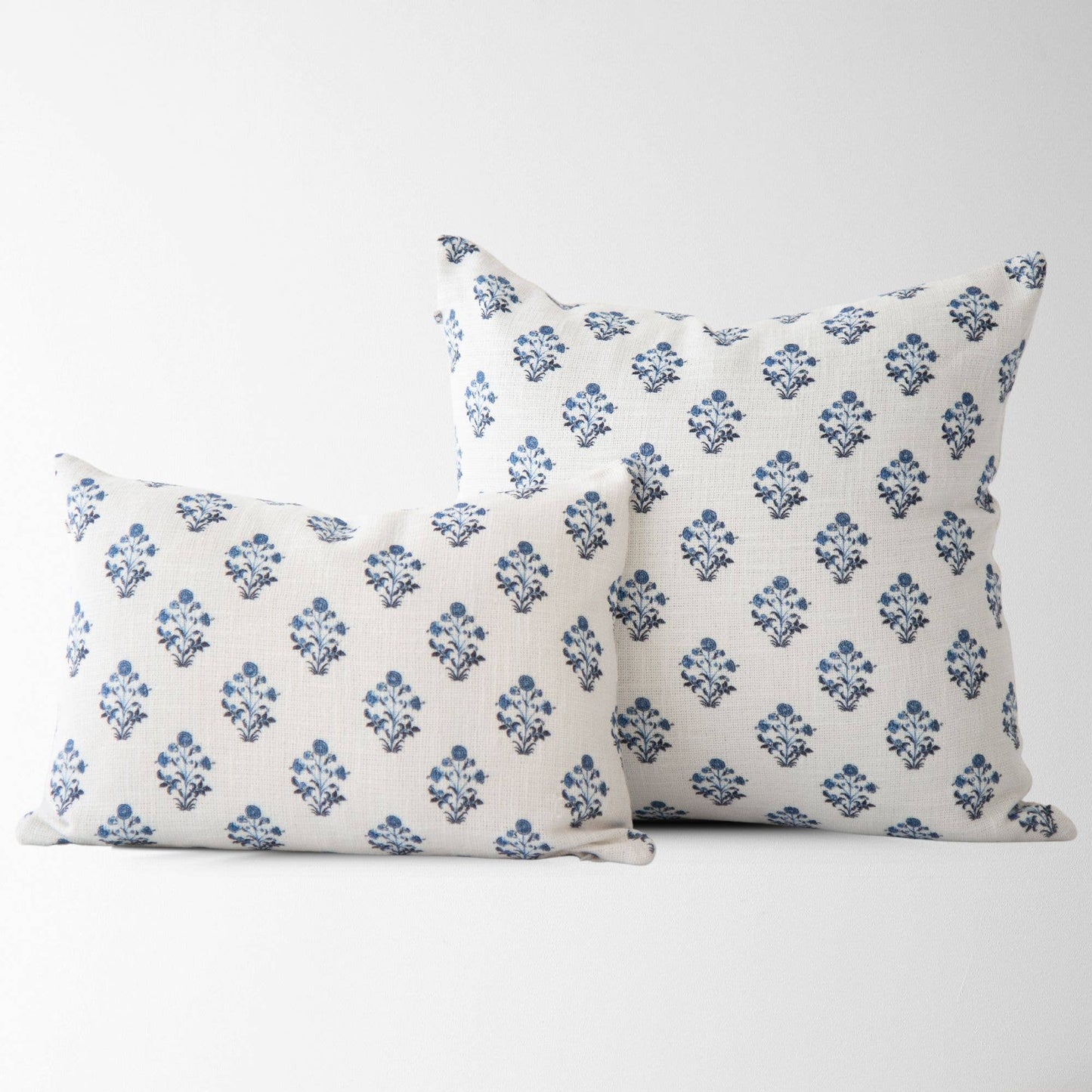 Blue Floral Block Print Pillow