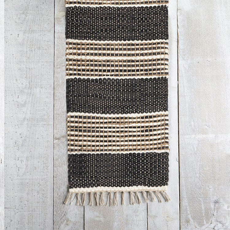 Black 72" Woven Fringed Runner