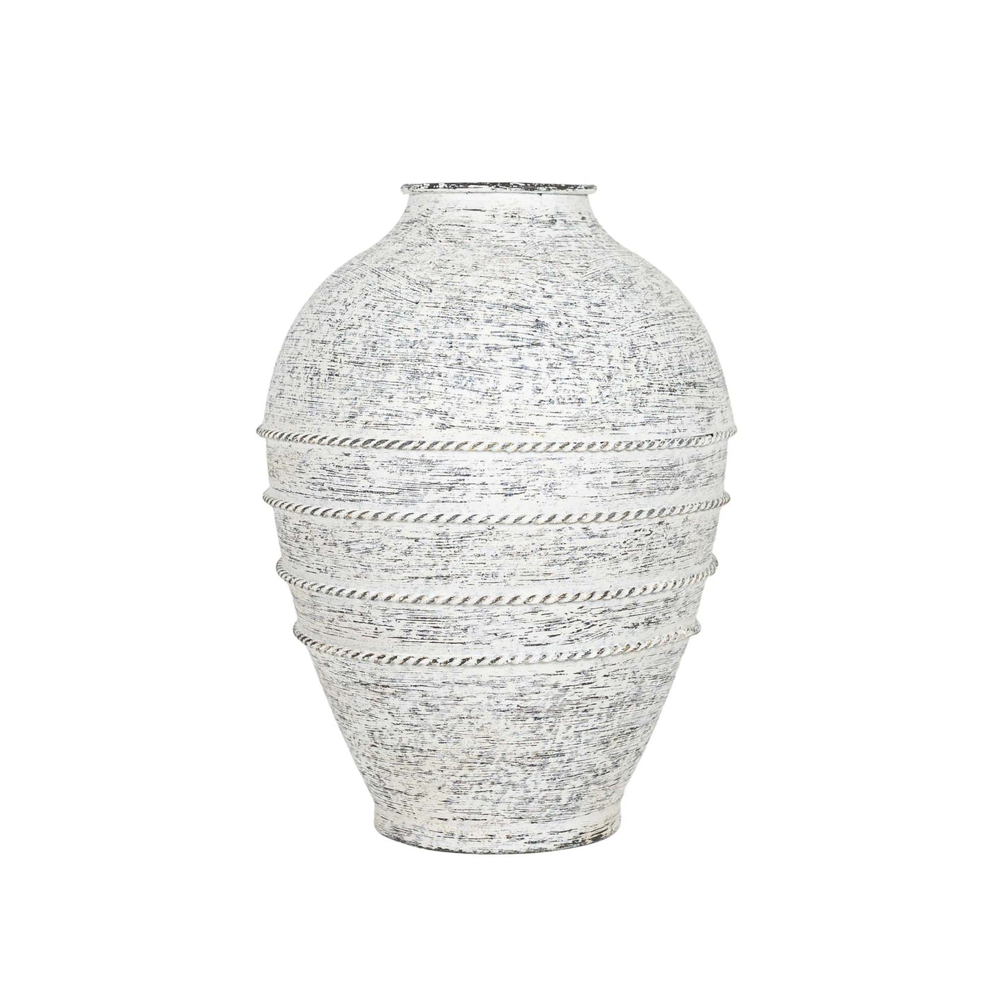 Metal Urn White Vase