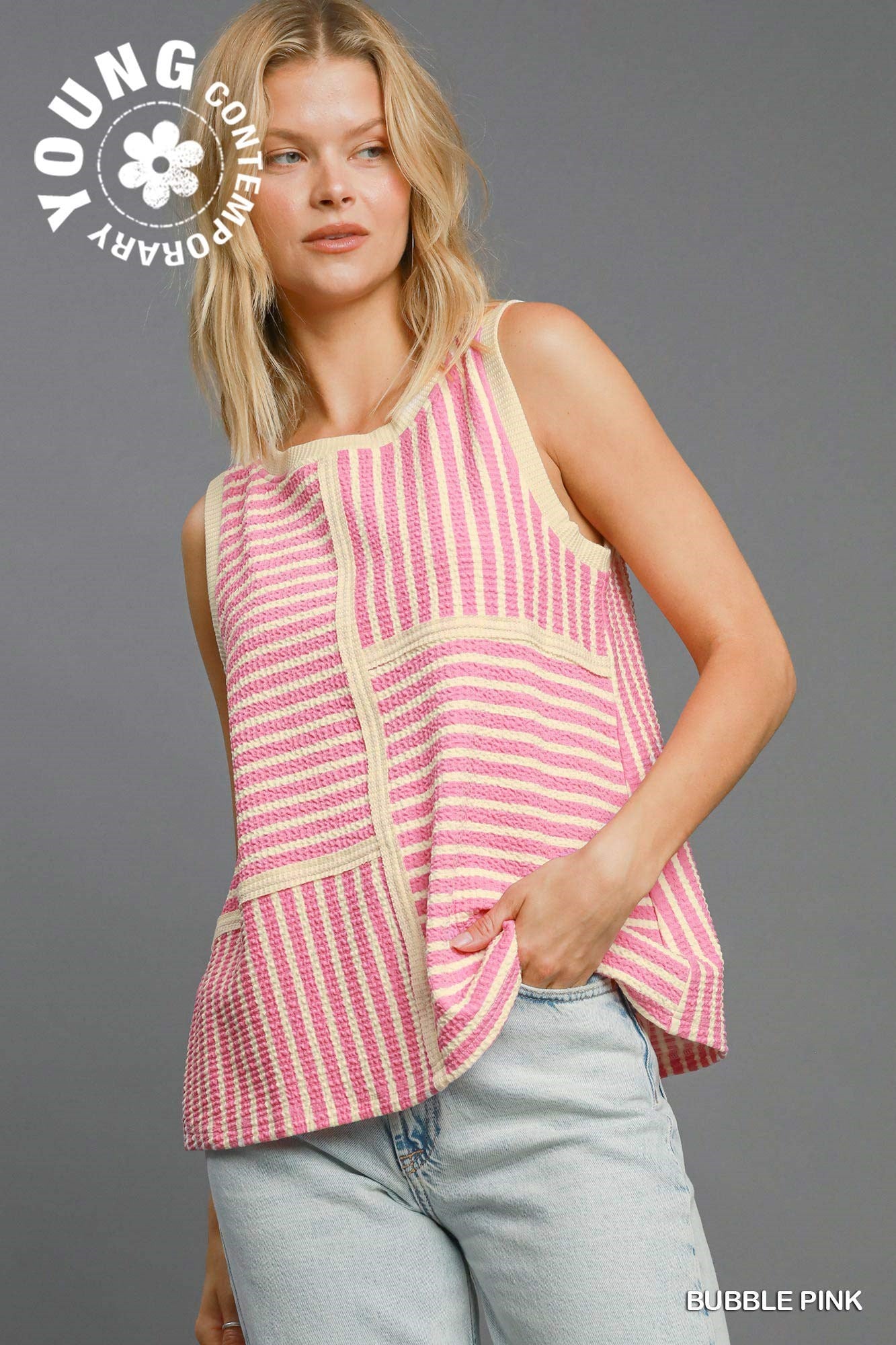 Textured Knit Sleeveless Top