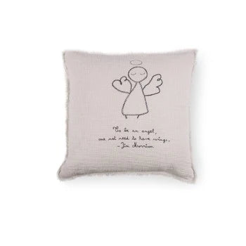 To Be An Angel Embroidered Pillow 24x24 - Beige