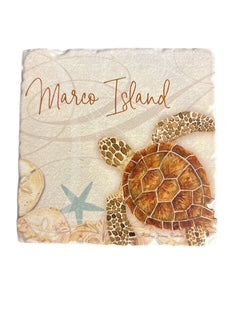 Marco Island, Turtle Single Tumbled Tile Coaster