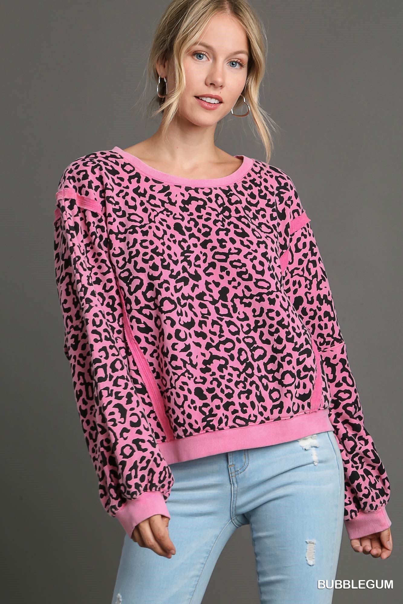 Washed Leopard French Terry Top