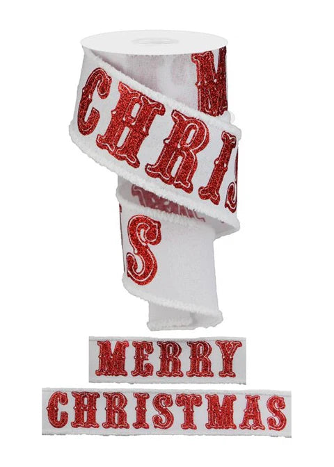 "Merry Christmas" 2.5-inch by 10-yard ribbon