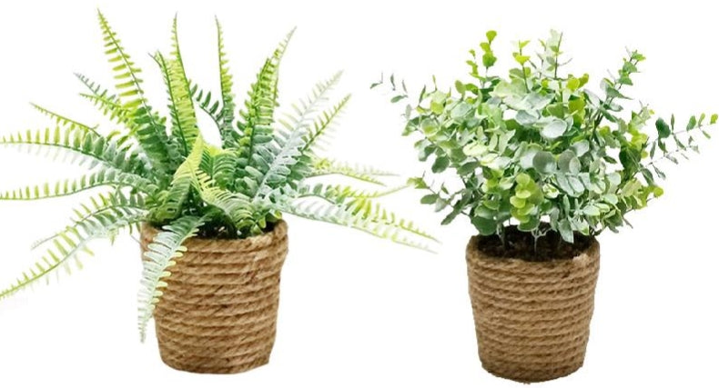 Faux Plant in Twine Basket