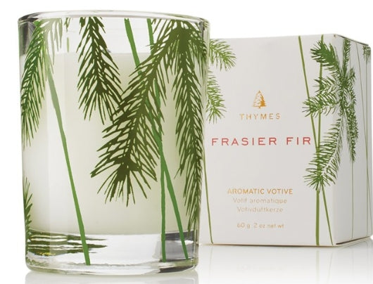 Frasier Fir Votive Candle, Pine Needle Design