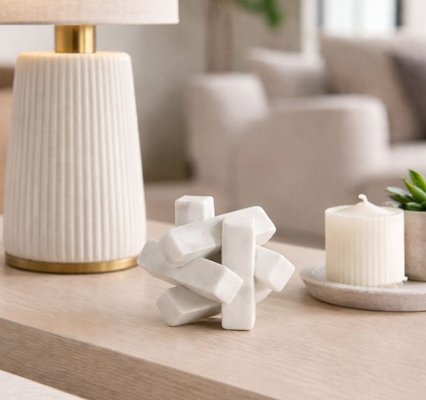 White Stone Decorative Cube