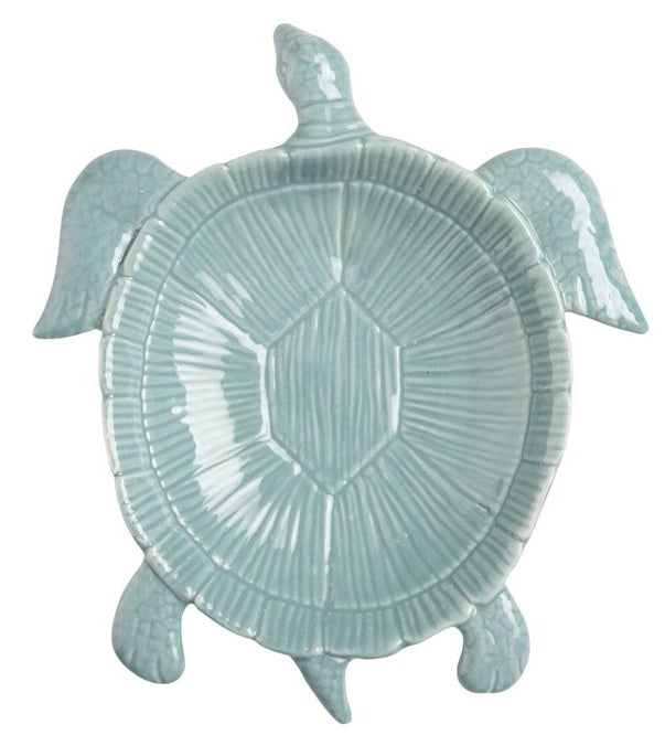 Ceramic Blue Turtle Dish 8"
