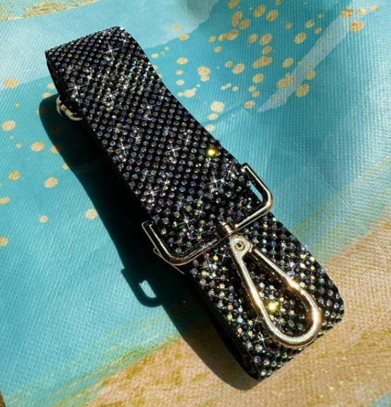 Sparkling Rhinestone Guitar Strap (Black Silver Multi)