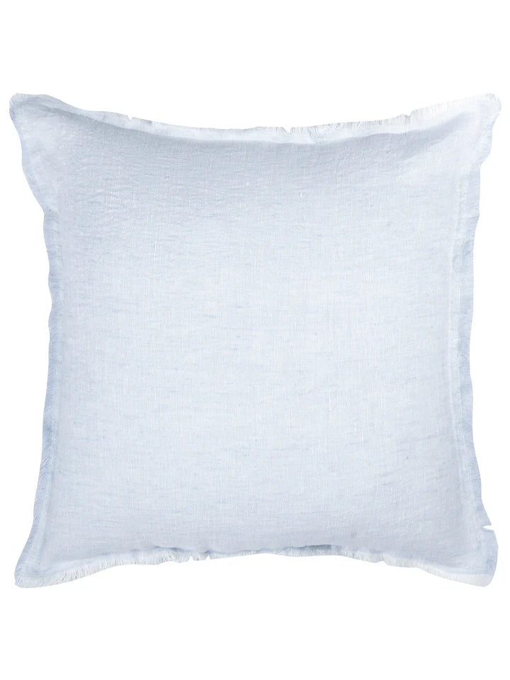 Sky Blue Fringe Soft Linen Pillow