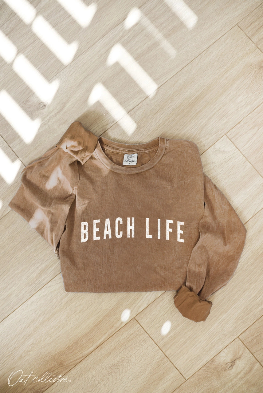BEACH LIFE Mineral Washed Graphic Top